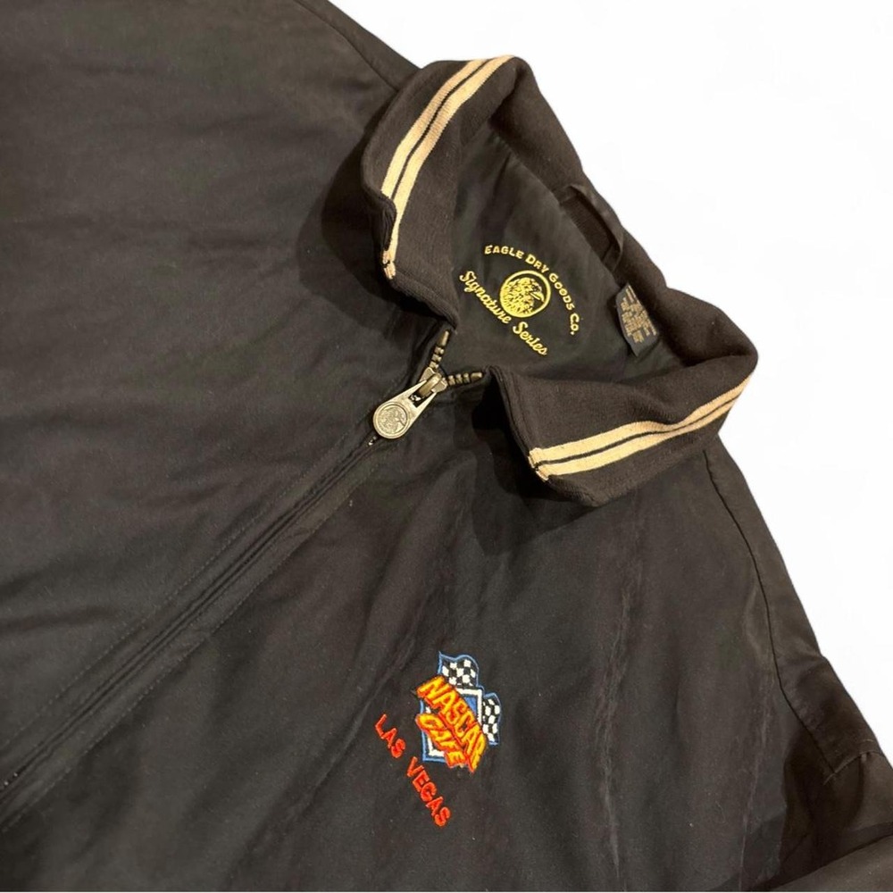 Vintage NASCAR Cafe Las Vegas Eagle Dry Goods Co Navy Full Zip Jacket Mens XL